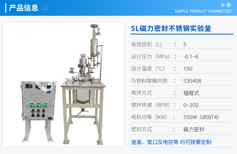 上海5L磁力密封不銹鋼實(shí)驗(yàn)釜